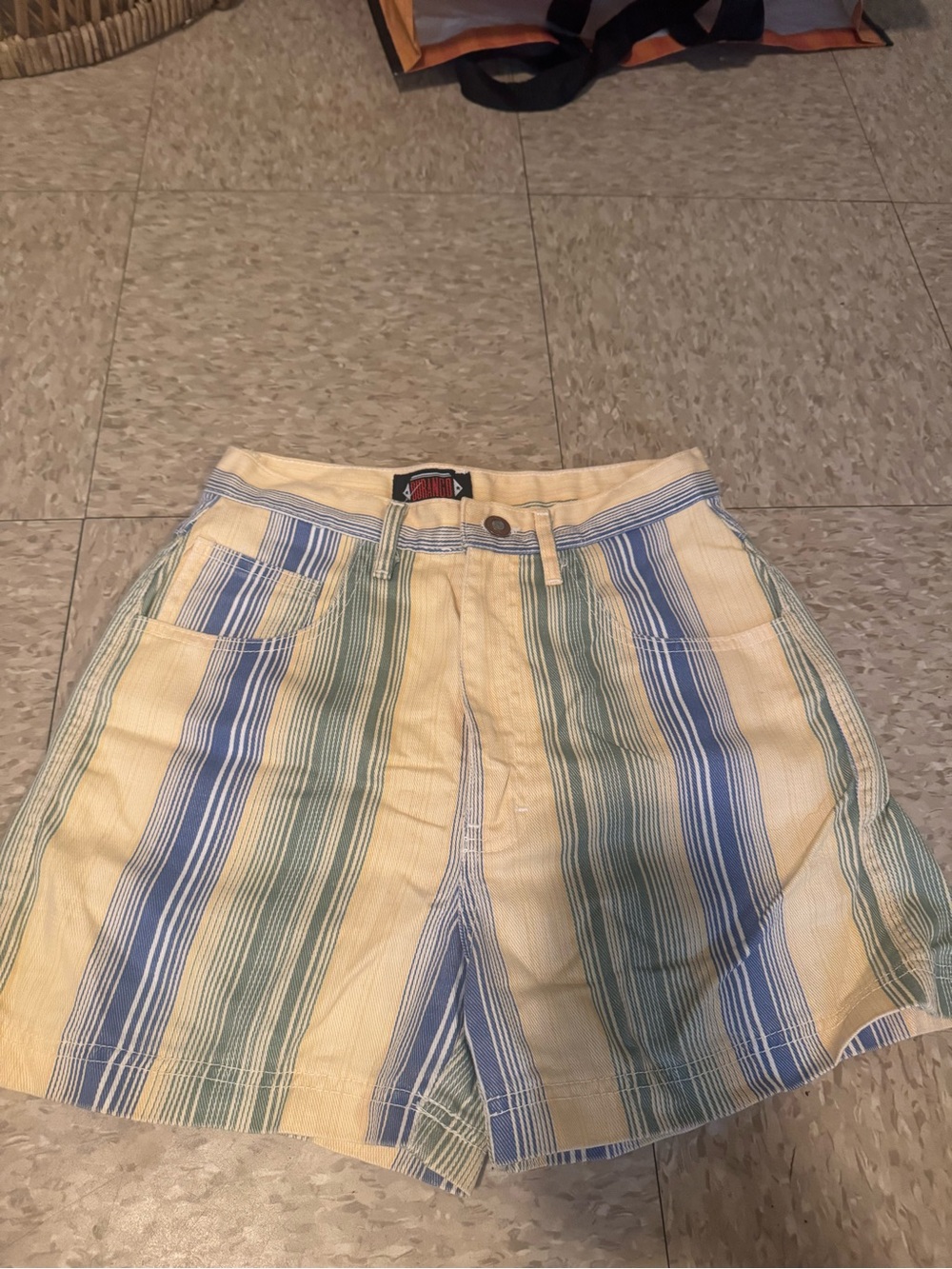 VTG Durango Yellow, Blue & Green Striped High Waisted Shorts Size 7